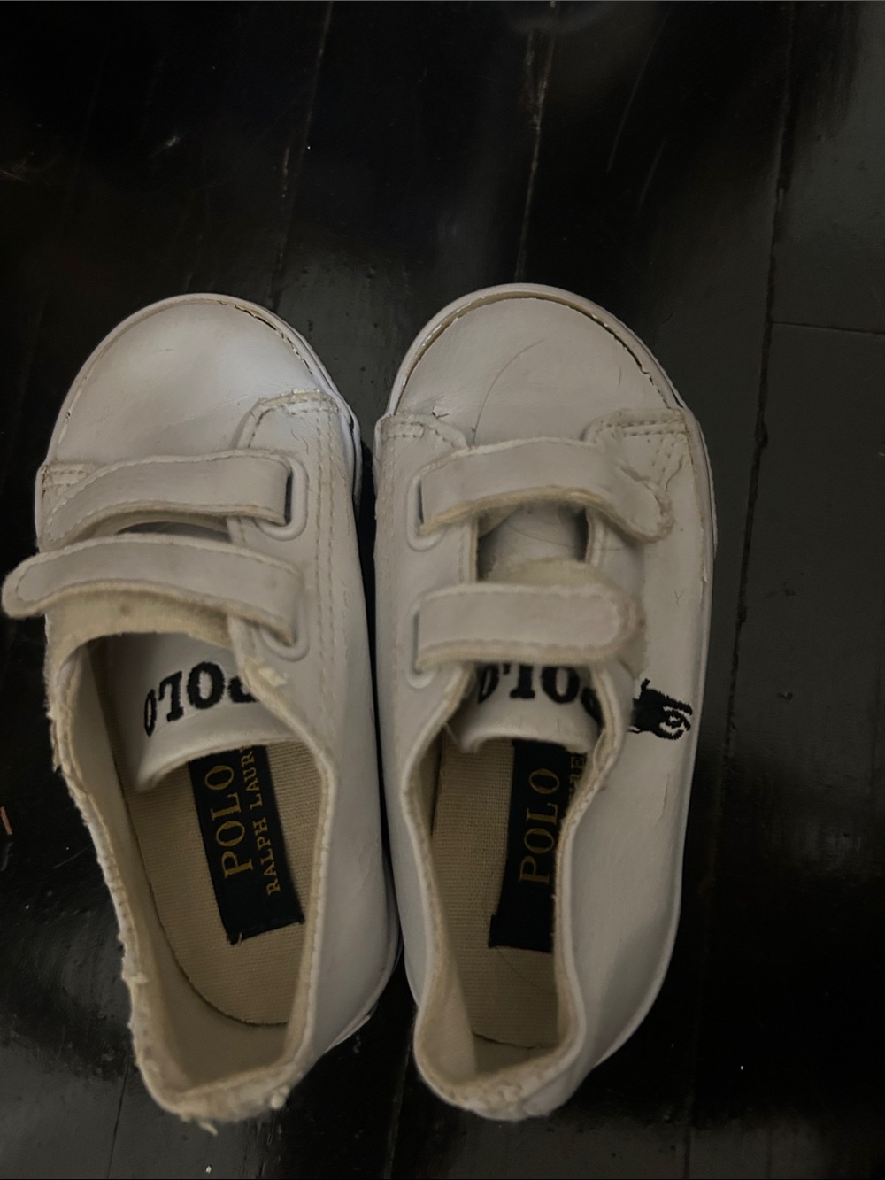 Polo by Ralph Lauren White Kids Leather Velcro Sneakers
